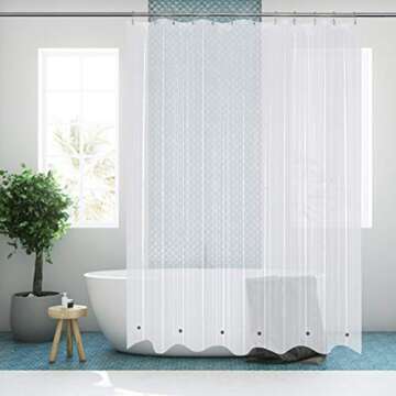 Mrs Awesome Shower Curtain Liner with 6 Magnets Clear Thick PEVA, Premium Waterproof Plastic Shower Curtain Standard Size 72 x 72 inch, Clear