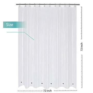 Mrs Awesome Shower Curtain Liner with 6 Magnets Clear Thick PEVA, Premium Waterproof Plastic Shower Curtain Standard Size 72 x 72 inch, Clear