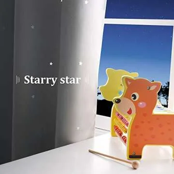 NICETOWN Star Curtains for Kids Room - Starry Magic Night Sky Hollow Star Design Space Themed Window Shades for Living Room & Bedroom (42 Width 84 inches Length, Greyish White, Sold by 2 Panels)