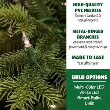 Fraser Hill Farm 9-Ft. Foxtail Pine Artificial Christmas Tree with Warm White LED Lights and Stand, Prelit Foldable Fake Tree with Realistic Foliage for Home Decoration
