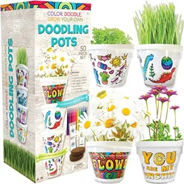 Hapinest Doodling Flower Pots & Garden Kit for Creative Kids