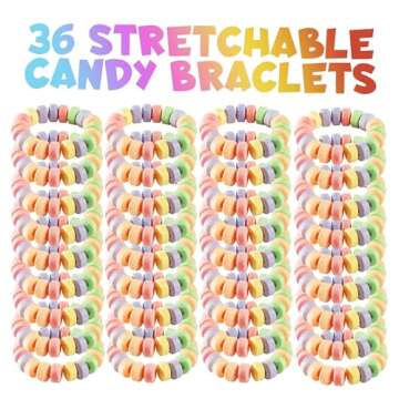 Colorful Stretchable Candy Bracelets for Kids - 36-Pack