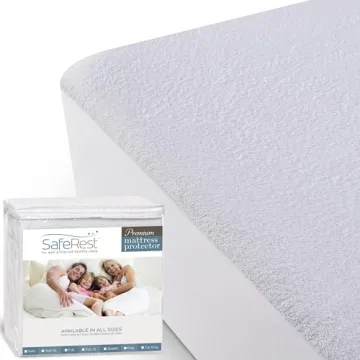 SafeRest 100% Waterproof California King Size Mattress Protector - Fitted with Stretchable Pockets -...