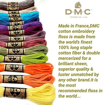 DMC Embroidery Floss, DMC Embroidery Thread Pack,Exclusive Colors,Kit Bundle with Cross Stitch Hand ...