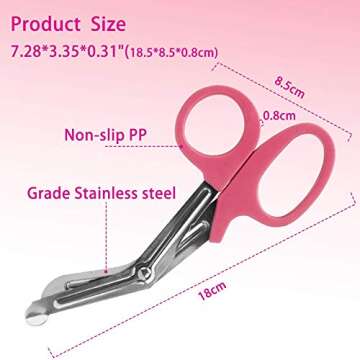 Opoway Nurse Penlight with Pupil Gauge LED Penlight Medical for Doctor Nurse Diagnostic with Free Batteries and 7 ½" Pink Bandage Scissors