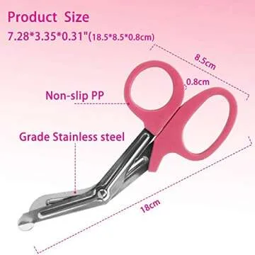 Opoway Nurse Penlight with Pupil Gauge LED Penlight Medical for Doctor Nurse Diagnostic with Free Batteries and 7 ½" Pink Bandage Scissors