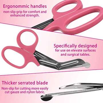 Opoway Nurse Penlight with Pupil Gauge LED Penlight Medical for Doctor Nurse Diagnostic with Free Batteries and 7 ½" Pink Bandage Scissors