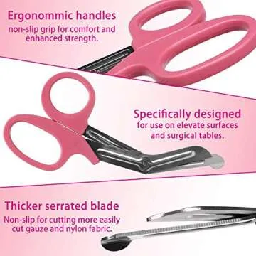 Opoway Nurse Penlight with Pupil Gauge LED Penlight Medical for Doctor Nurse Diagnostic with Free Batteries and 7 ½" Pink Bandage Scissors