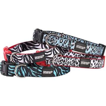Friends Forever Dog Collar Double Layered Pattern Print Zebra 14-20" Medium Red