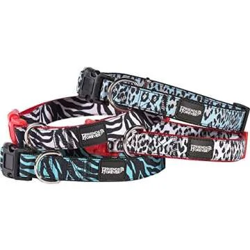 Friends Forever Dog Collar Double Layered Pattern Print Zebra 14-20" Medium Red