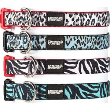 Friends Forever Dog Collar Double Layered Pattern Print Zebra 14-20" Medium Red