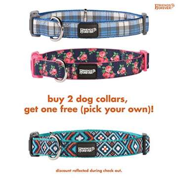 Friends Forever Dog Collar Double Layered Pattern Print Zebra 14-20" Medium Red
