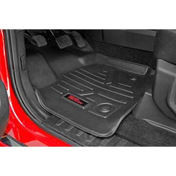 Rough Country All Weather Floor Mats Set for Dodge Ram 1500 Quad-Cab (2012-2018) - Custom Fit Rubber Floor Mats, Rubber Truck Mats, Durable, Waterproof Truck Floor Mats