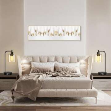 QiMH Industrial Touch Control Table Lamp: USB & AC Outlet, 3-Way Dimmable