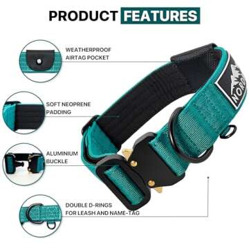 NordPet Premium Lightweight Airtag Dog Collar - Durable Nylon, Soft Padding, Heavy Duty Quick Releas...