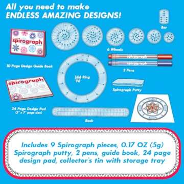 Spirograph Design Set Collectors Tin – Arts and Crafts, Kids Toys, Art Supplies, Craft Supplies, D...
