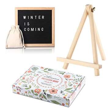 Changable Felt Letter Board with 580 Letters, Numbers & Symbols,10x10 Inches, Changeable Wooden Message Board Sign, Oak Wood Frame,Wall Mount, with Free Canvas Bag, by AIMIUR