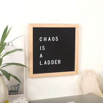 Changable Felt Letter Board with 580 Letters, Numbers & Symbols,10x10 Inches, Changeable Wooden Message Board Sign, Oak Wood Frame,Wall Mount, with Free Canvas Bag, by AIMIUR