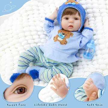 Milidool 22-Inch Reborn Baby Boy Doll with Accessories - Realistic Newborn Silicone Boy Doll for Age...