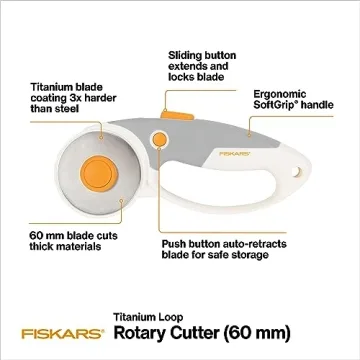 Fiskars 60mm Rotary Cutter - Ergonomic & Versatile Cutting Tool