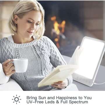 Housiwill Light Therapy Lamp, UV-Free Light 10000 Lux 360° Rotatable Simulated Sunlight Lamp 5 Brightness Levels for face Timer Function Memory Function with Adjustable Brightness &Color Temperature