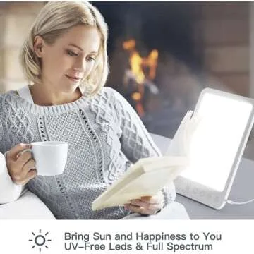 Housiwill Light Therapy Lamp, UV-Free Light 10000 Lux 360° Rotatable Simulated Sunlight Lamp 5 Brightness Levels for face Timer Function Memory Function with Adjustable Brightness &Color Temperature