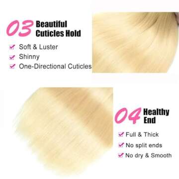 613 Blonde 3 Bundles Human Hair Straight - Unprocessed Quality