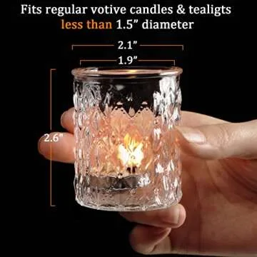NITIME 12pcs Votive Candle Holders, Clear Glass Candle Holder in Bulk, Tealight Candle Holder for We...