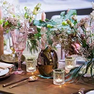 NITIME 12pcs Votive Candle Holders, Clear Glass Candle Holder in Bulk, Tealight Candle Holder for Wedding Decor, Table Centerpiece, Home Decor and Holiday Decor