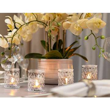 NITIME 12pcs Votive Candle Holders, Clear Glass Candle Holder in Bulk, Tealight Candle Holder for Wedding Decor, Table Centerpiece, Home Decor and Holiday Decor
