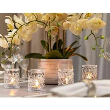 NITIME 12pcs Votive Candle Holders, Clear Glass Candle Holder in Bulk, Tealight Candle Holder for Wedding Decor, Table Centerpiece, Home Decor and Holiday Decor