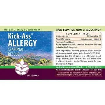 WishGarden Herbs - Kick Ass Allergy, Organic Herbal Allergy Supplement, Supports Immune Response to ...