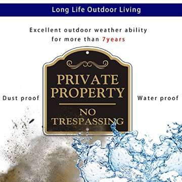 Doninex Large (4 Pack) Private Property No Trespassing Sign, 12x12 Inches Reflective Aluminum, Metal, Fade Resistant, Weatherproof, Indoor or Outdoor Use