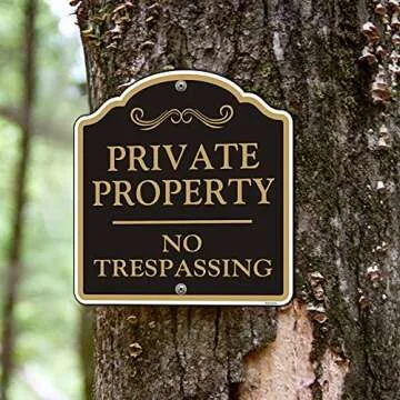 Doninex Large (4 Pack) Private Property No Trespassing Sign, 12x12 Inches Reflective Aluminum, Metal, Fade Resistant, Weatherproof, Indoor or Outdoor Use