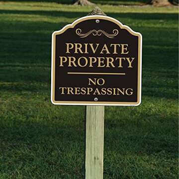 Doninex Large (4 Pack) Private Property No Trespassing Sign, 12x12 Inches Reflective Aluminum, Metal, Fade Resistant, Weatherproof, Indoor or Outdoor Use