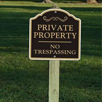 Doninex Large (4 Pack) Private Property No Trespassing Sign, 12x12 Inches Reflective Aluminum, Metal, Fade Resistant, Weatherproof, Indoor or Outdoor Use
