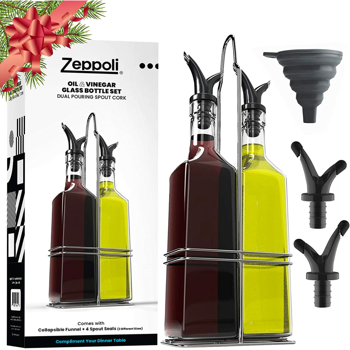 Olive Oil Dispenser Set - 2 Pack with Rack