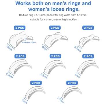 Ring Size Adjuster for Loose Rings - 32 Pcs 12 Sizes Invisible Ring Size Adjuster, Resizer Fit Almost Any Size Rings