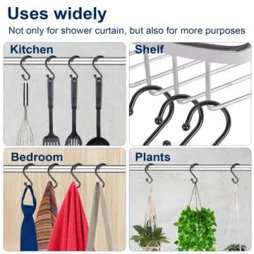 Durable S Shaped Shower Curtain Hooks Set of 12