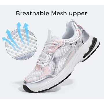 LUCKY STEP Women's Platform Chunky Fashion Sneakers Mesh Casual Running Tennis Workout Sport Work Tr...