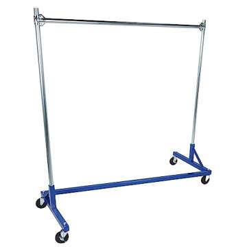 SSWBasics Super Heavy-Duty Single-Rail Clothing Rack (Z-Truck Rolling Rack) - 63"W X 24"D X 66"H (Holds 500lbs) - Sturdy Heavy Duty Clothing Rack Z Truck Garment Rack for Retail, Thrift, Boutique,