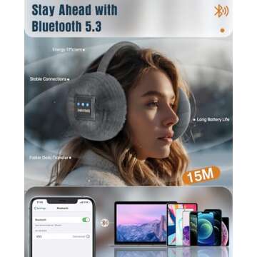 ZHENYEMEI Bluetooth Ear Muffs for Winter Wireless Ear Warmers Headphones with HD Speakers and Microphone for Men, Women