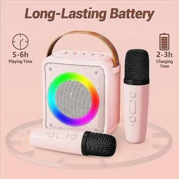 Ankuka Toys Karaoke Microphone Machine for Girls, 4-12 Years Old Girls Birthday Gifts, Portable Speaker with 2 Microphones for Kids Age 3, 4, 5, 6, 7, 8, 9, 10+Year Old(Pinkcolor)