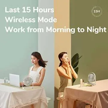 JISULIFE Desk Fan, Small Portable Battery Operated Desktop and 4000mAh USB Rechargeable Electric Table Fan with 4 Speeds, Max 15 Hrs, Strong Airflow, Ultra Quiet for Office/Room/Travel-White