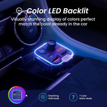 AINOPE Cable Bluetooth FM Transmitter for Car, [PD 24W + QC 3.0] [Stronger Microphone & HiFi Bass Sound] Cigarette Lighter Radio Music Adapter Charger, Supports Hands Free Siri Google Assistant