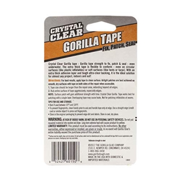 Gorilla Crystal Clear Duct Tape 1.88" x 5 yd for Repairs