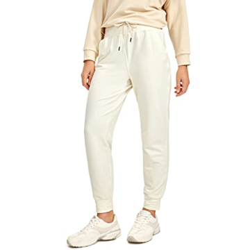 CRZ YOGA Women's High Waisted Soft Cotton Joggers with Pockets - Lightweight & Comfy