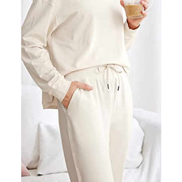 CRZ YOGA Women's High Waist Soft Cotton Joggers with Pockets