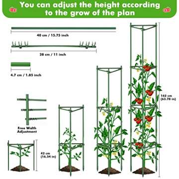 Tetutor 3 Pack Tomato Cages Plant Support Cages for Garden, Assembled Tomato Cages Heavy Duty Tomato Stake, Plant Cage Tomatoes Cages Vegetable Trellis for Pots Climbing Plants 48 inches