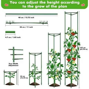 Tetutor 3 Pack Tomato Cages Plant Support Cages for Garden, Assembled Tomato Cages Heavy Duty Tomato Stake, Plant Cage Tomatoes Cages Vegetable Trellis for Pots Climbing Plants 48 inches